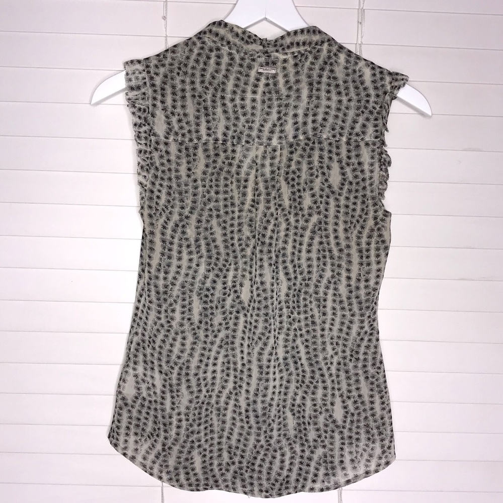 Guess Button Down Blouse Ruffle Shoulders And Tie - image 4